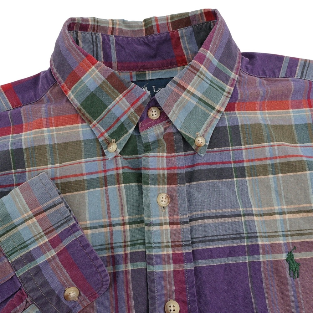Ralph Lauren Classic Fit Plaid‎ Button Down Shirt Mens Medium Multicolor